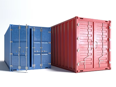 Two Blue And Red Industrial Containers For Storage And Transport Use 3d model