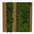 Vertical Living Green Plant Wall With Diverse Foliage And Natural Wooden Accents