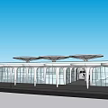 Modern Architectural Design With White Curved Roof Structures Glass Curtain Walls And Spiral Staircase