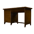 Vintage Wooden Desk With Worn Mosaic Tile Top Single Drawer And Open Shelf