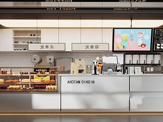 Modern milk tea shop door head 3d model