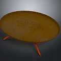 Round Decorative Tray With Orange Legs And Intricate Surface Patterns For Home Decor