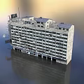 Tilted Multi Storey Apartment Building Exterior With Concrete Facade And Multiple Windows 3d model