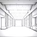 Modern Luxury Store Front Desk with Chandelier Marble Floor and Artwork