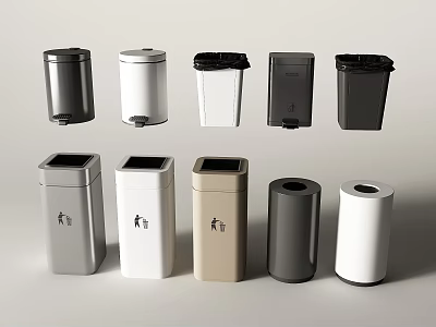 Modern Home Trash Bins With Various Colors And Stylish Designs For Daily Use 3d model