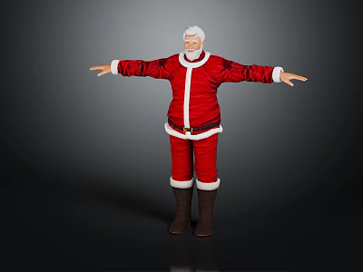 Man Dressed As Santa Claus With Arms Outstretched Standing Against Dark Background 3d model