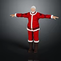 Man Dressed As Santa Claus With Arms Outstretched Standing Against Dark Background