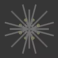 Modern Radial Chandelier Design With Transparent Glass Tubes Golden Metal Center And Light Bulbs