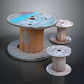 Rustic Wooden Spools in Different Sizes for Home Decor and Crafts 3d model