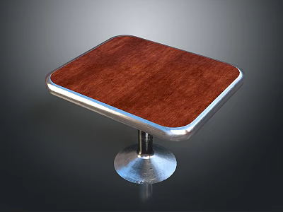 Modern Square Dining Table With Wooden Tabletop And Sleek Metal Base 3d model