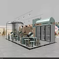 Elegant Light Luxury Boutique Store Interior With Light Green Display Shelves And Decorative Plants