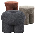 Modern Textured Fabric Multicolor Ottoman Poufs with Round Shape for Living Room