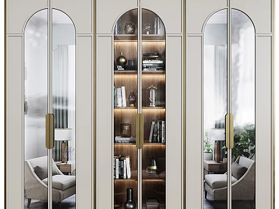 Elegant Modern Wardrobe With Glass Doors Metal Frame Shelves And Interior Lighting 3d model