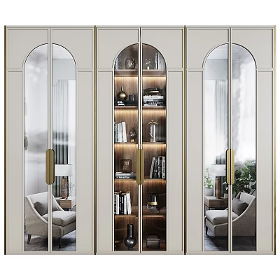 Elegant Modern Wardrobe With Glass Doors Metal Frame Shelves And Interior Lighting 3d model