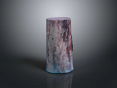 Colorful Stump Shaped Decorative Art Piece With Purple Red Blue Texture 3d model