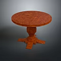Classic Wooden Round Dining Table With Carved Pedestal Base And Natural Texture