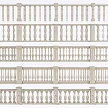 Various Decorative Fence Styles With Stone Posts And Intricate Baluster Patterns 3d model