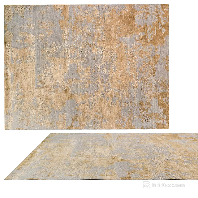 Stylish Square Rug With Beige And Gray Textured Pattern For Modern Home Decor 3d model 