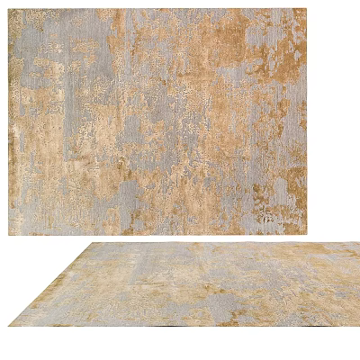 Stylish Square Rug With Beige And Gray Textured Pattern For Modern Home Decor 3d model