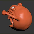 Angry Red Round Character With Raised Arms And Open Mouth Expression