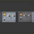 Gray Metal Electrical Equipment Cabinets With Warning Signs And Safety Labels