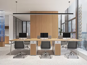 Office Desk and Chair Public Office Simple Computer Desktop Computer Company Y072 3d model