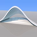 Modern Curved Pergola with Glass Structure and Reflection on Blue Sky Background 3d model