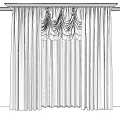 Green Curtains With Gold Patterns And Elegant Valance White Sheer Panels Interior 3d model