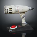 White Handheld Power Tool With Red Button And Black Base Stand