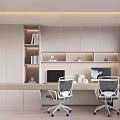 Modern Study Desk and Chair Combination Laptop Desktop Computer 3d model