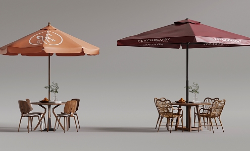 Outdoor tables and chairs umbrellas 3d model