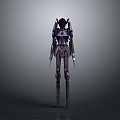 Futuristic Mechanical Creature Character With Purple Accents And Black Limb Structure