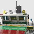 Green Building Blocks Cargo Ship with Colorful Containers and Upper Cabin Structure 3d model