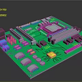 Detailed Green Electronic Circuit Board With Chips Capacitors Resistors And Connectors