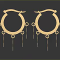 Elegant Shiny Gold Hoop Earrings With Decorative Pendants And Reflective Design
