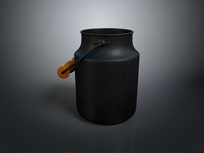 Black Household Jar With Orange Handle For Kitchen Storage Use 3d model