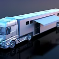 Silver Mobile Utility Truck With Extended Awning And Multiple Windows For Mobile Workspace 3d model