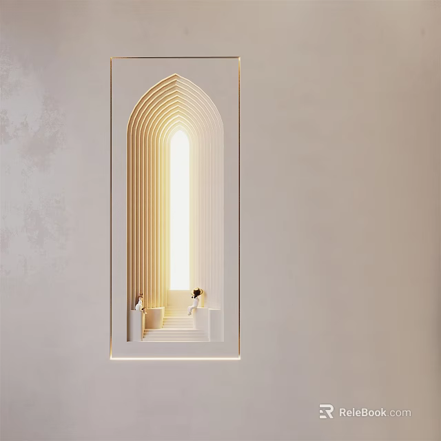 Modern Arched Layered Wall Lamp With Soft Illumination Mounted On Beige Wall 3d model 