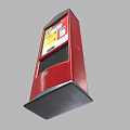 Red Commercial Self Service Payment Terminal With Display And Control Panel 3d model