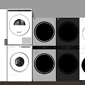 Various Front Load Washing Machines with Round Door in White and Black Designs