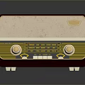 Vintage Brown Radio With Retro Design Front Panel Golden Knobs And Decorative Lines