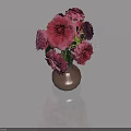 Hinged Door Decorated With Pink And Purple Flowers In Brown Vase