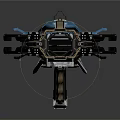 Blue Sci Fi Weapon With Complex Mechanical Structure And Futuristic Design
