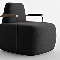 Black Upholstered Single Sofa With Modern Design And Wooden Armrests
