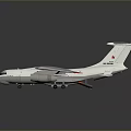White Military Transport Aircraft 3D Model With Four Engines Red Markings And Gray Background