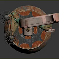 Steampunk Mechanical Device With Vintage Gauge Copper Pipes And Glass Bulbs On Rusted Metal Base
