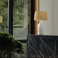Modern Shower Sauna Interior With Black Marble Counter And Herringbone Wooden Floor