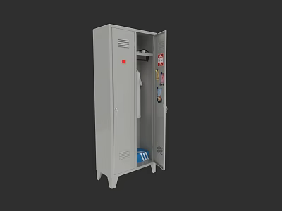 Gray Metal File Cabinet With Open Door Showing Interior Storage For Office Documents 3d model