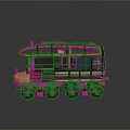 Vintage Train Model with Wooden Brown and Green Exterior Detailed Design on Wheels and Top