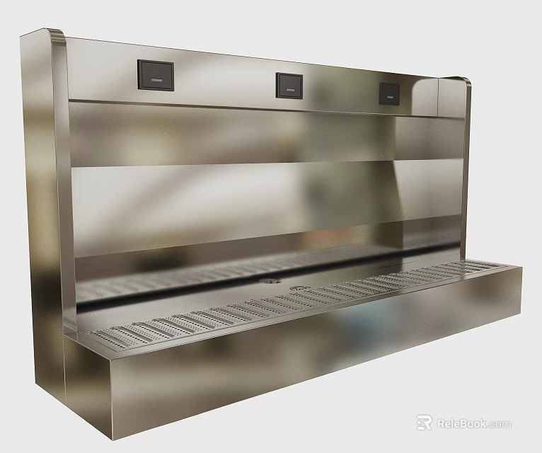 Stainless Steel Wall Mounted Bathroom Accessories With Modern Sleek Design And Storage Slots 3d model 